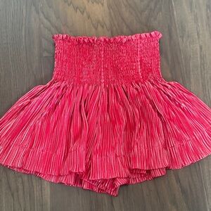 QUEEN OF SPARKLES Hot Pink Smocked Pleated Girls Skort
